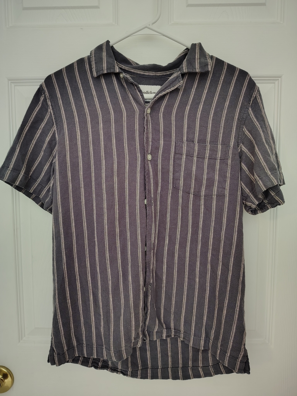 Goodfellow & Co Men's Purple Stripe Short-Sleeve Shirt